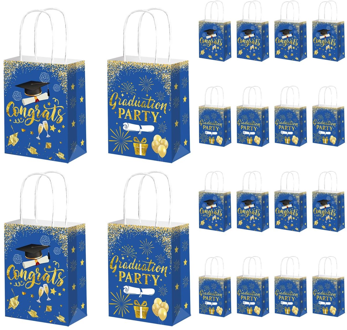 Dailygoods- Afgiftetassen 12 Stuks - Afstudeergeschenkzakken - Handvatten - Feestgeschenken - Kleine 6,3x3,1x8,25 inch - Ceremonieel Thema - Geschenkzakjes