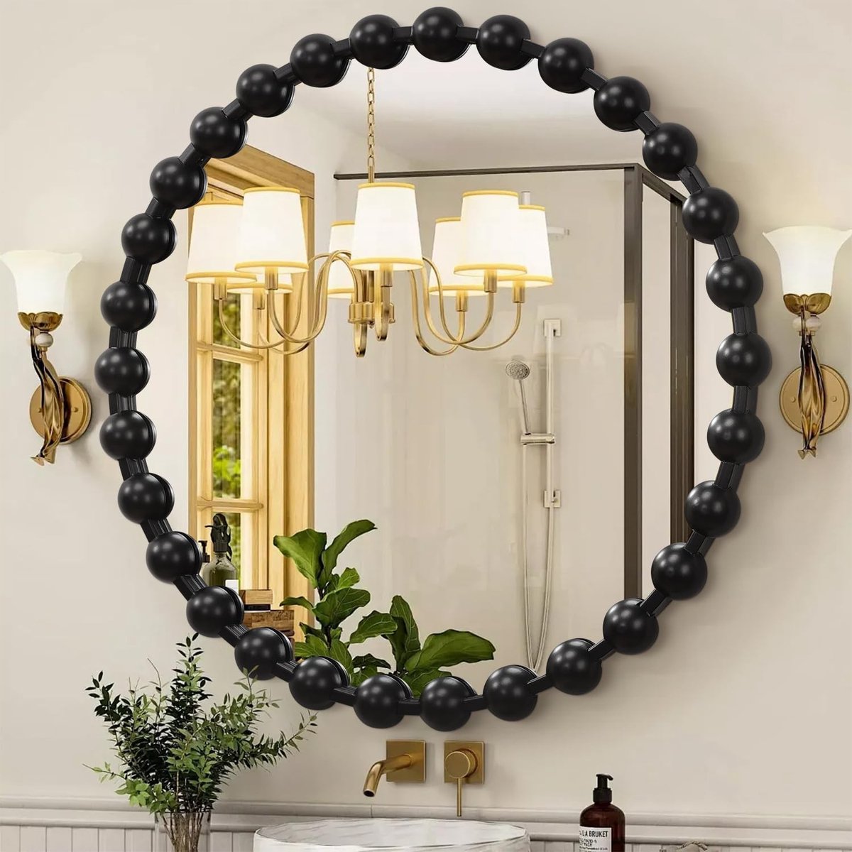 Dailygoods- Wandspiegel Grote 60 cm - Ronde Wandspiegel - Metalen Omlijsting - Decoratieve Spiegel - Voor Slaapkamer/Woonkamer/Badkamer