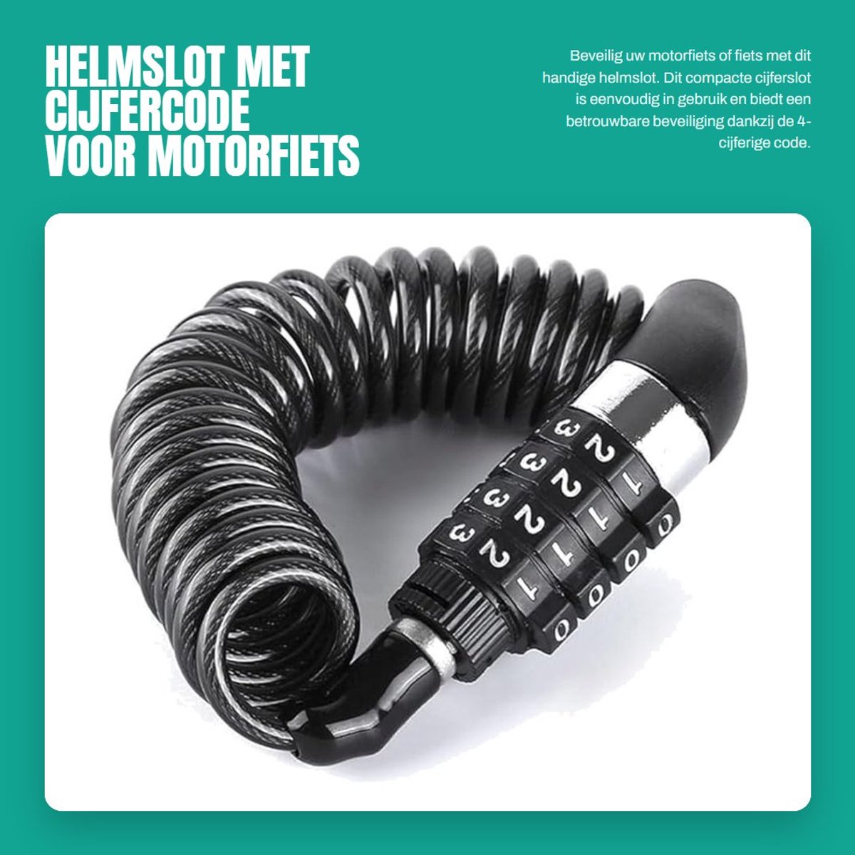 Dailygoods- Cijferslot 4-cijferig - Draagbaar Fiets-/Motorfiets-slot - Klein Skislot - Veiligheidsoplossing - Antiroest Beveiliging