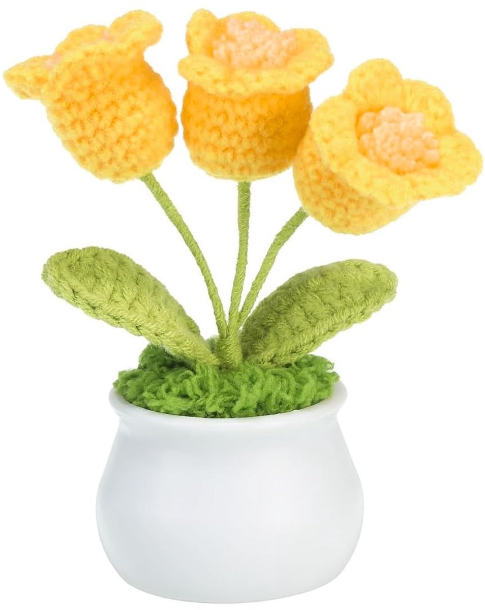Dailygoods- Haakbloemen Handgemaakt - Kunstbloemen - Nepbloemen Decoratie - Geweven Bloemen - Pot met Stengels - Duurzaam Katoengaren - Nep Bloemen