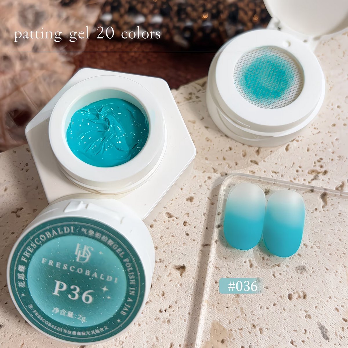 Turquoise Patting Gel 2g – FRESCOBALDI Air Cushion Gel Nagellak voor Ombre en Gradient Nail Art – Langdurige Hard Gel Polish
