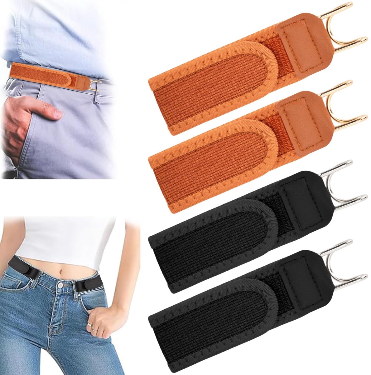 Dailygoods- Riemen 4-delige set - Riemen zonder gesp - Riemen voor dames/heren - Verstelbare riemen - Lichtgewicht riemen - Duurzaam materiaal - Ceinture
