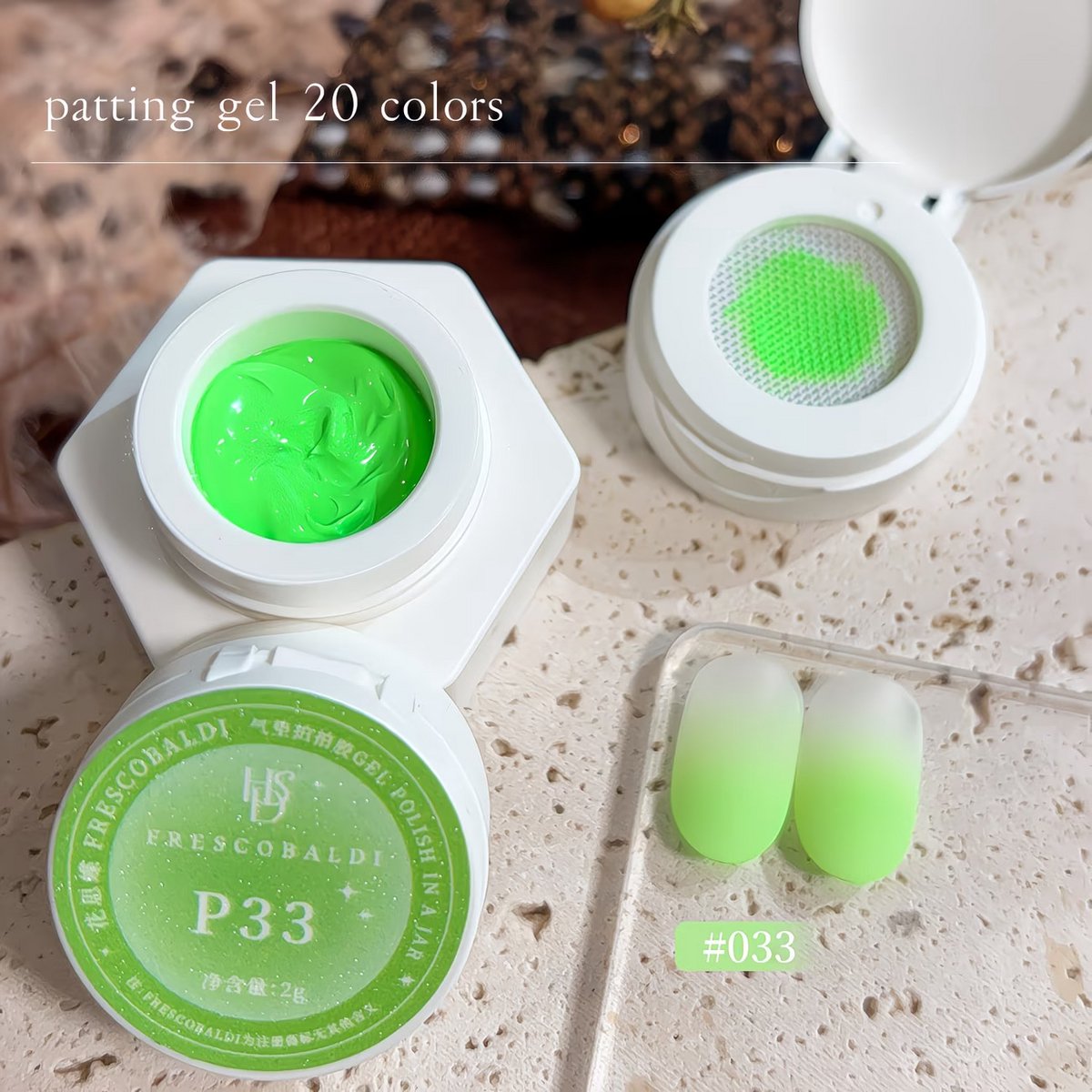 Felgroene Patting Gel 2g – FRESCOBALDI Air Cushion Gel Nagellak voor Ombre en Gradient Nail Art – Langdurige Hard Gel Polish