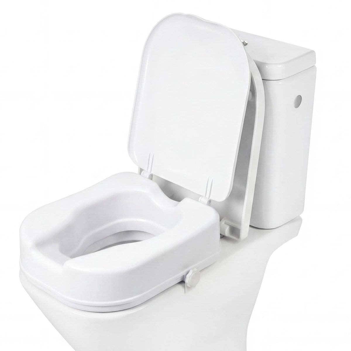 Dailygoods- Toiletverhoger 10 cm - Gepatenteerd vierkant ontwerp - WC-verhoger met deksel - Verhoogde toiletzitting - Geschikt voor Roca Square modellen - Voor senioren en volwassenen - Toiletverhoging