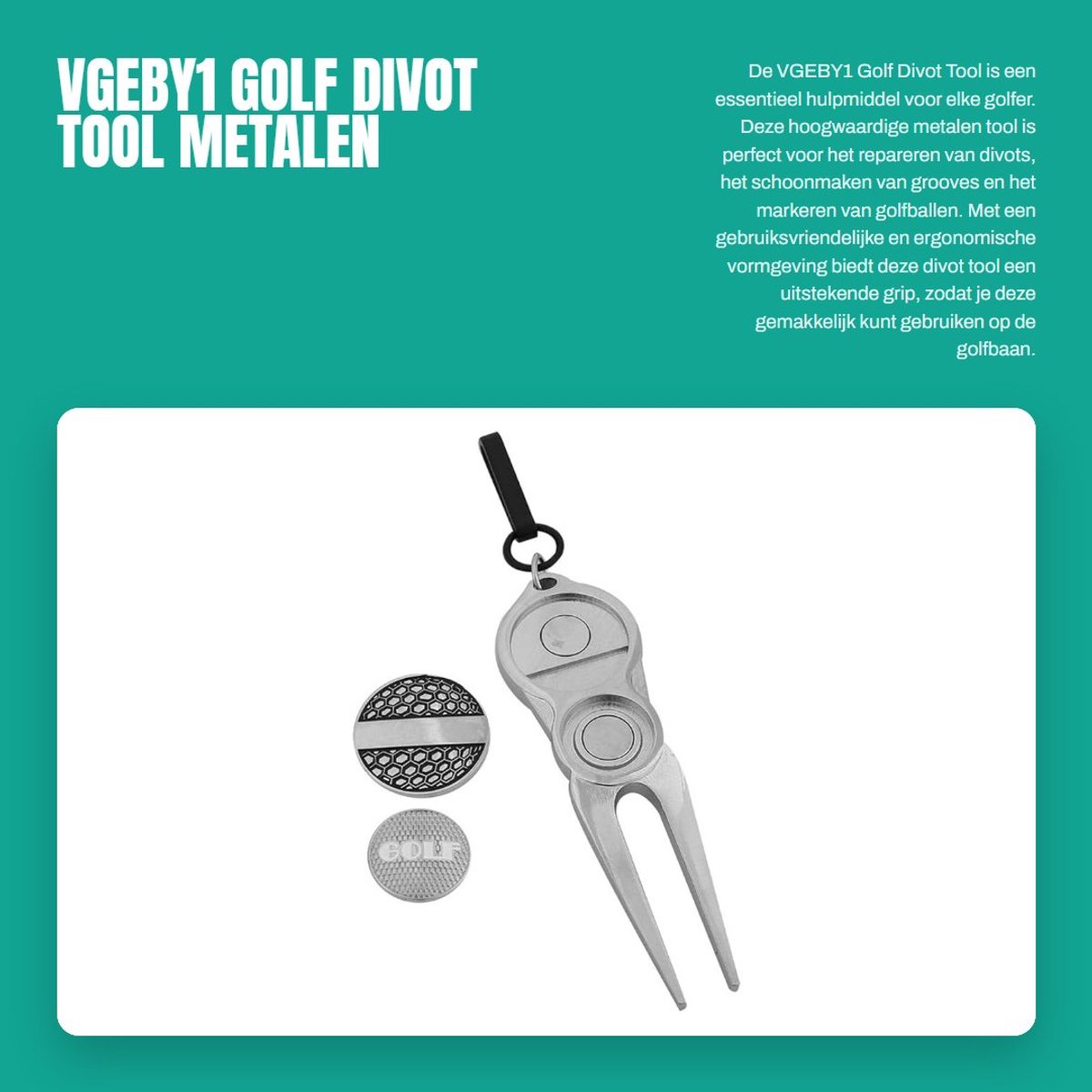 Dailygoods- Divot Tool - Metalen Golf Reparatiefork - Golfbal Accessoire - Antislip Grip - Inclusief Magnetische Ball Markers - Compact en Duurzaam - Golf Gereedschap