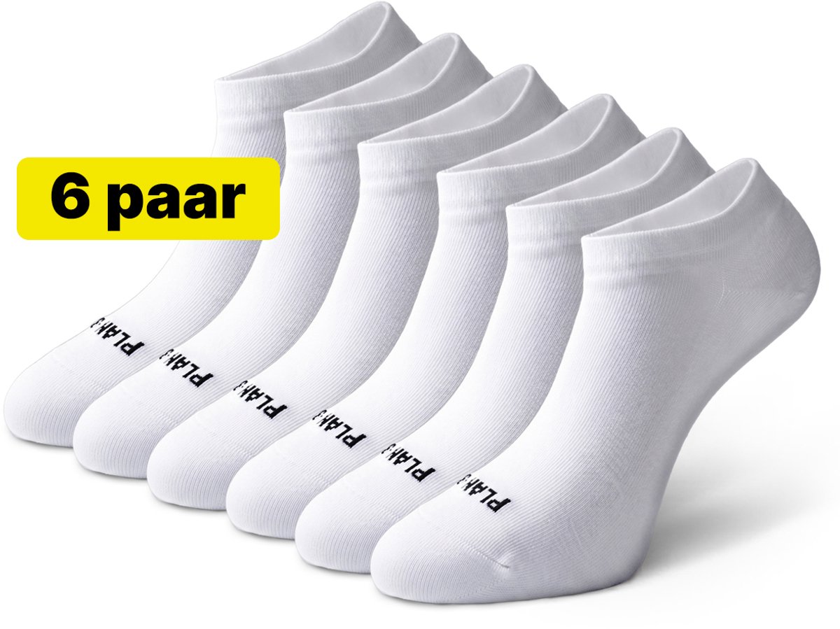 Enkelsokken die niet afzakken Wit – 6 Paar - Premium katoen - Sok die niet Afzakt – Naadloze Sokken – Sneakersokken Dames & Heren – Maat 35-38
