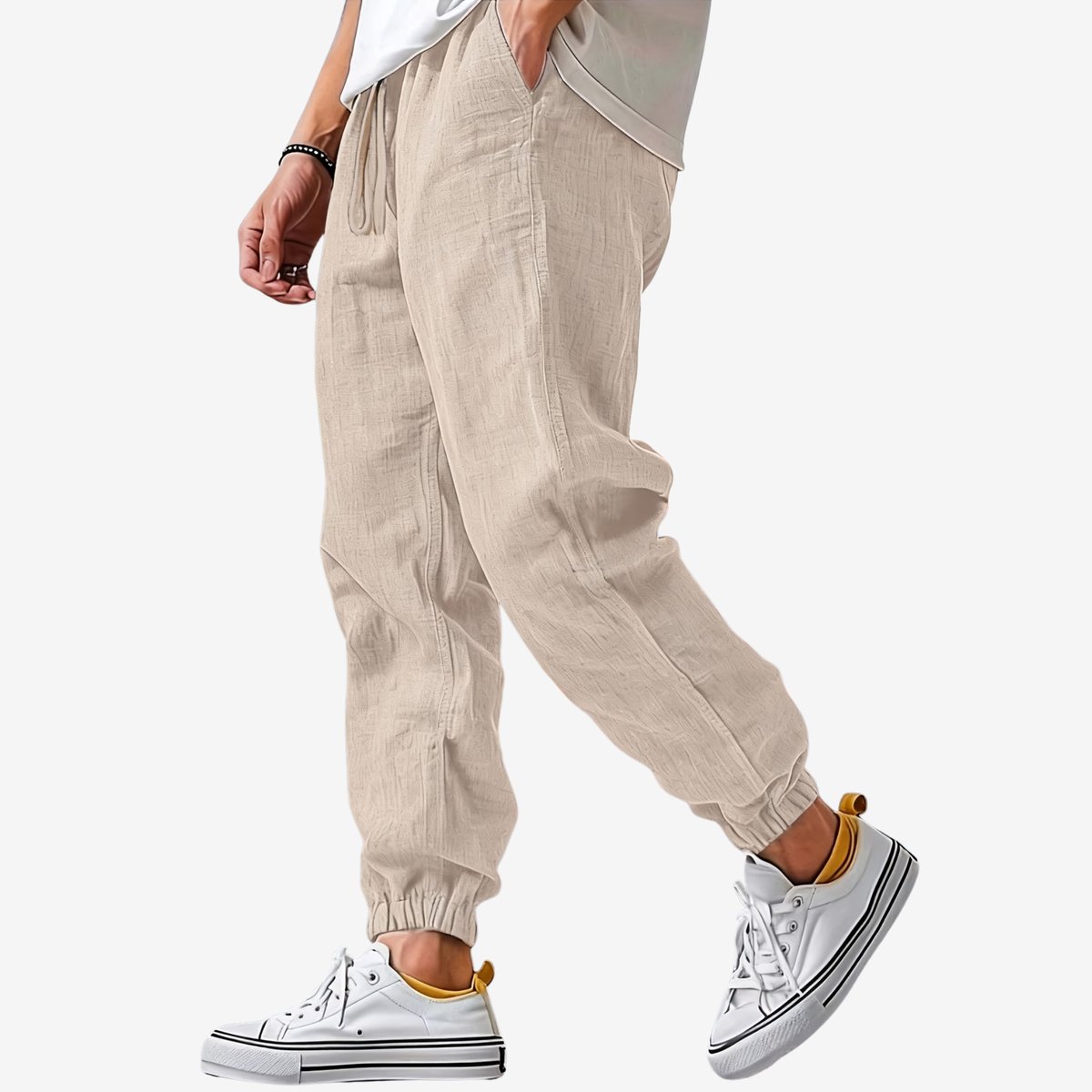 Currero Linnen Broek Heren - Zomerbroek - Volwassenen - Lange Broek - Pantalon - Strandbroek - Zomer - Ibiza Stijl - Abrikoos M