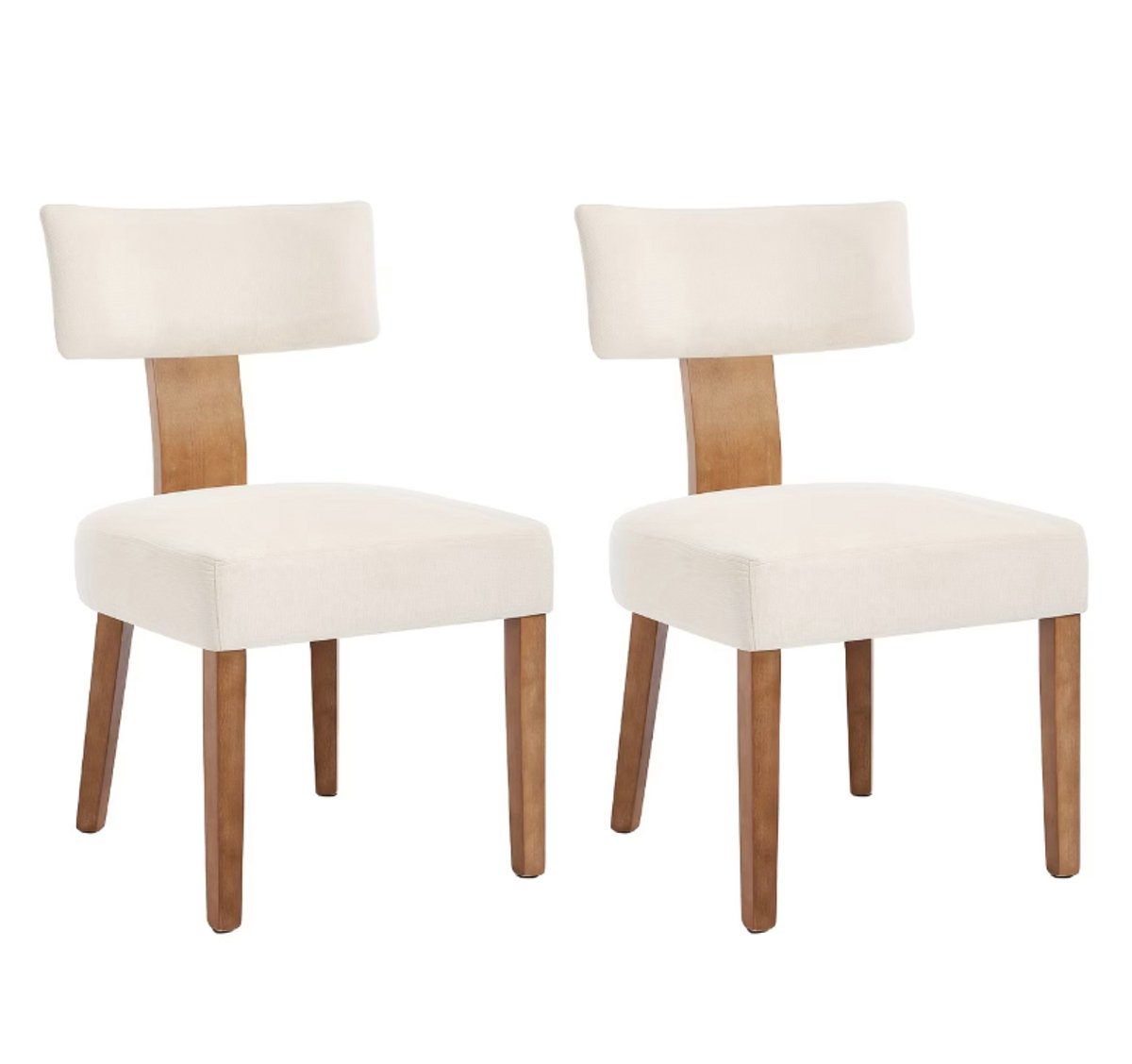 CINK Living® Mid-Century Eetkamerstoelen Set van 2 – Beige Linnen | Houten Frame | Comfortabele Design Stoelen voor Eetkamer & Keuken