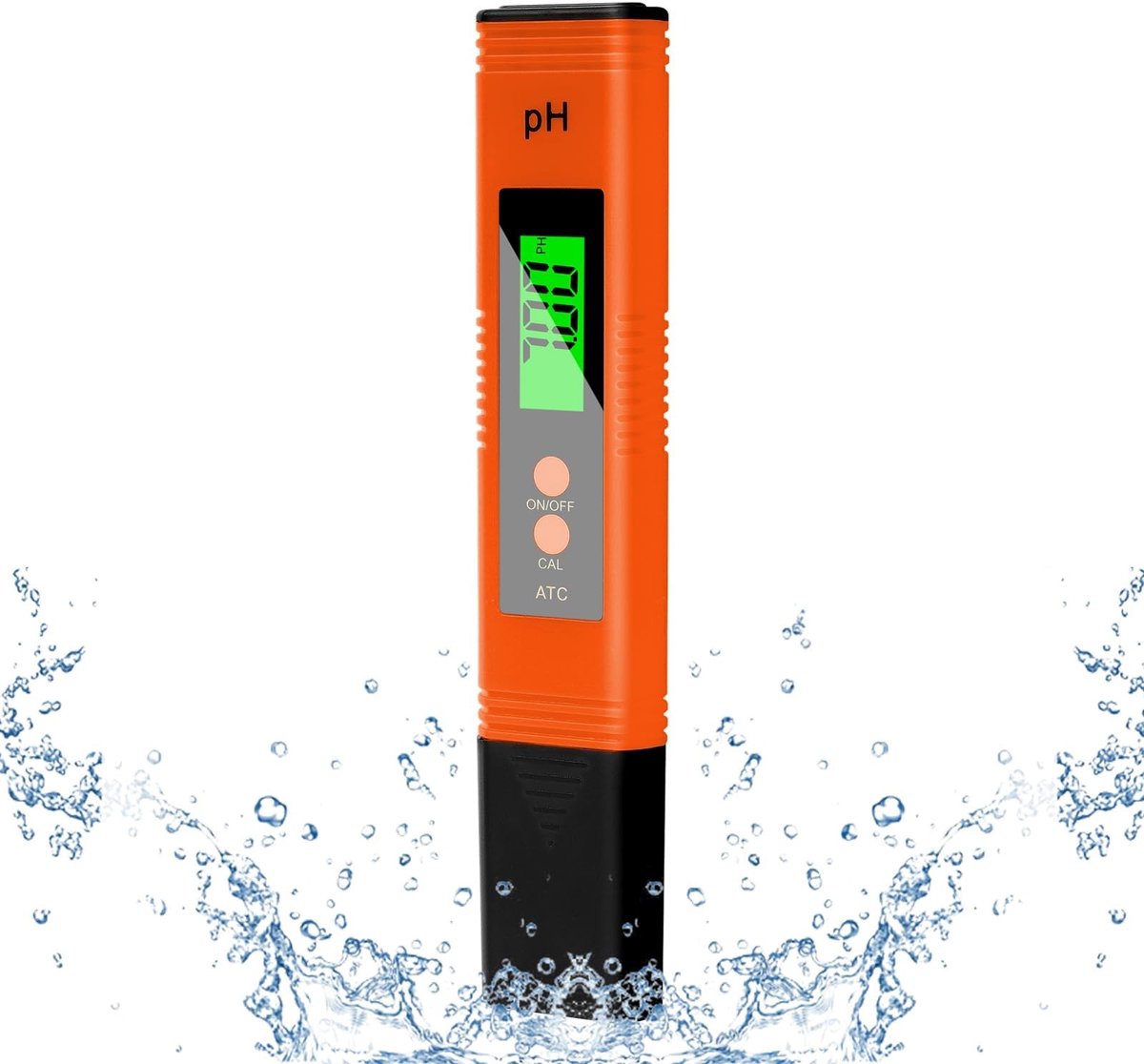 Dailygoods - Digitale PH-meter - Hoge nauwkeurigheid - Compact formaat - Watertester - Voor drinkwater en aquarium - Kleur oranje