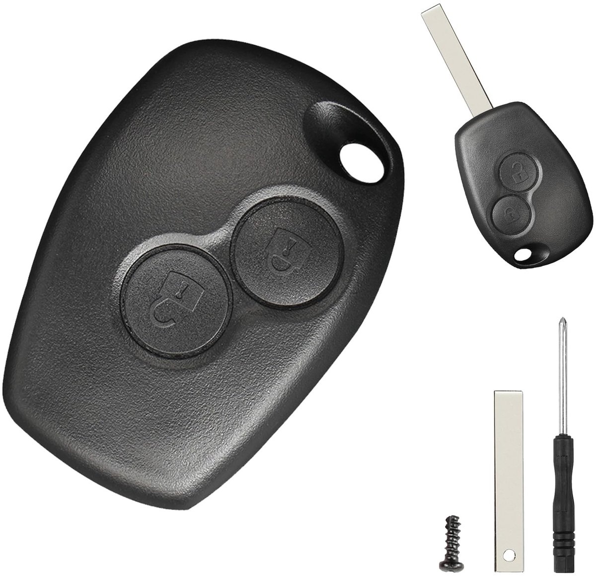 Dailygoods- Sleutelbehuizing 2-delig - Afstandsbediening - Compatibel met Renault/Dacia/Opel - Schokbestendig - Hittebestendig - Hoogwaardig ABS-plastic - Autosleutel
