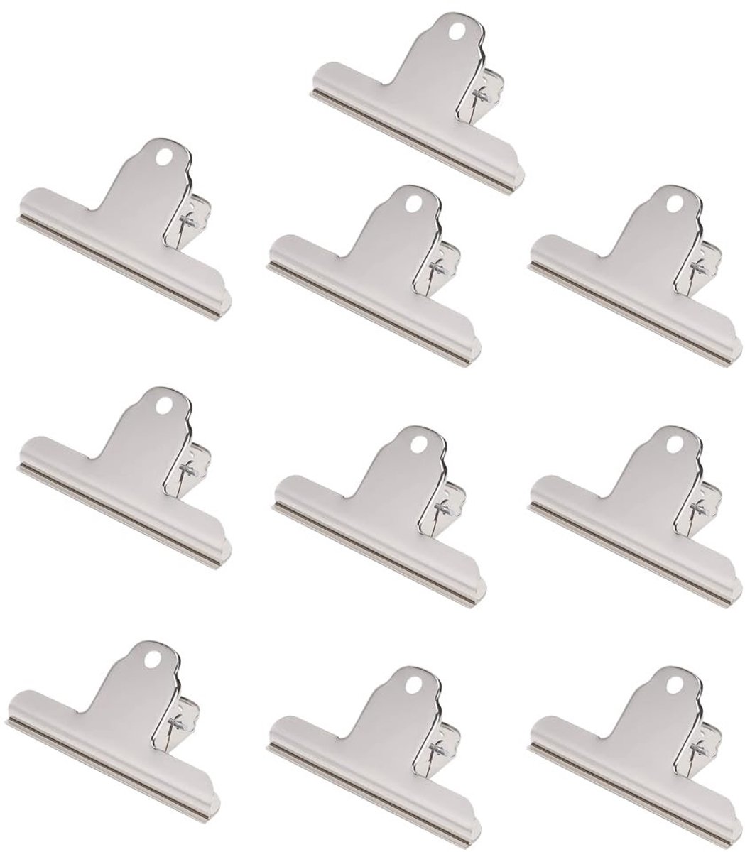 Dailygoods- Bulldog Tang - 10 Stuks - Metalen Bulldog Bindclips - 3 Inch - Zilveren Paperclip Tang - Voor Papier/Post/Karton