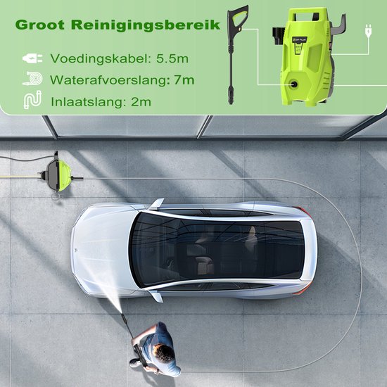 Elektrische Hogedrukreiniger - Krachtige Motor, Laag Geluid & Weinig Trilling - Draagbare Hogedrukspuit voor Auto, Terras, Oprit, Tuinmeubels Schoonmaken - Compacte Hogedruk Reiniger voor Huishoudelijk Gebruik — afbeelding 5