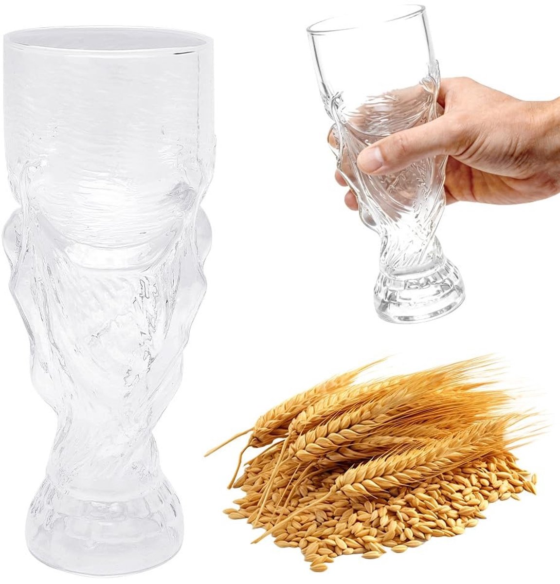 Dailygoods- Bierpul Hoogwaardig Borosilicaatglas - Transparant - Duurzaam - Vaatwasmachinebestendig - Ideaal voor Voetbalfeest - Groot Volume voor Dranken - Bierglas