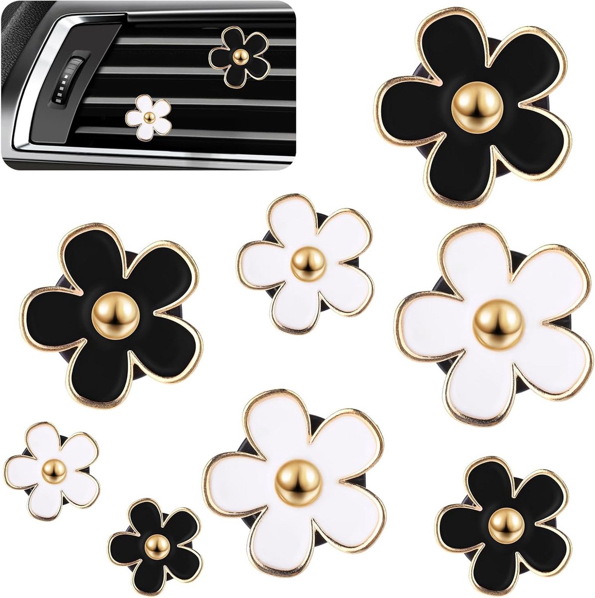 8 Stuks Madeliefjes Auto Luchtverfrisser Clip - Interieurdecoratie voor Vrouwen - Aromatherapie en Geurverspreider Accessoires voor Auto en Thuis