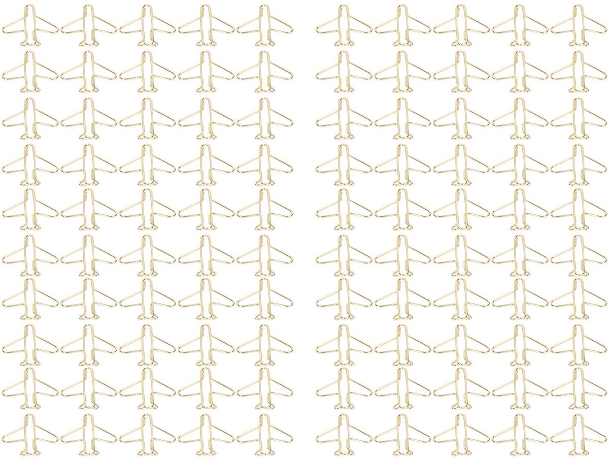 Dailygoods- Papieren Clips 100 Stuks - Vliegtuigvormig - Geëlektropleerd Metaal - Lichtgewicht - Draagbaar - Stevige Constructie - Papierclips
