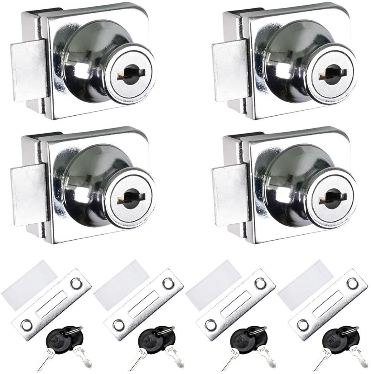 Dailygoods- Vitrineslot zonder boren - Veiligheidsslot voor glasdeuren - Zinklegering - 4 Stuks - 5-8 mm - Duurzaam en slijtvast - Glazen Deur Slot