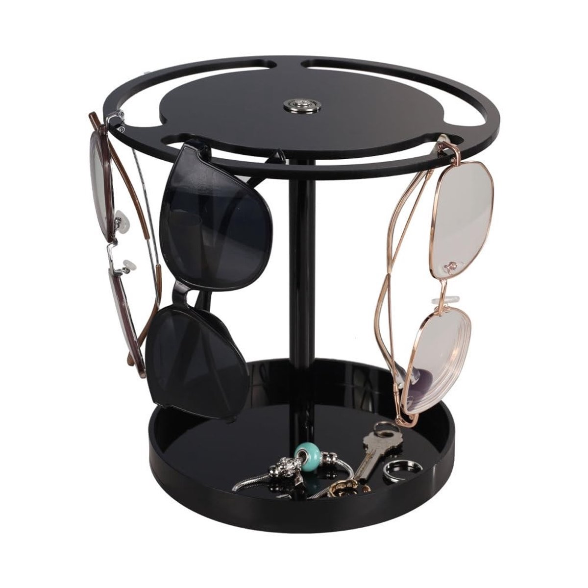 Dailygoods- Zonnebrillenorganizer grote capaciteit - 360° draaibare brilhouder - brillendoos - multifunctioneel - opslag voor accessoires - ladebasis - Brillenhouder