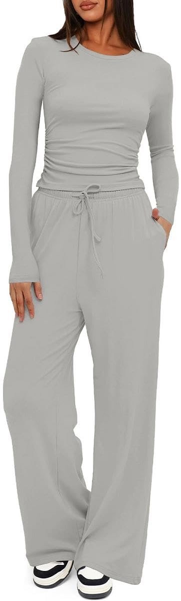 Dailygoods- Trainingspak Dames - 2-delige Set - Lange Mouwen - Hoge Elastische Taille - Brede Rechte Pijpen - Zachte Polyester - Loungewear