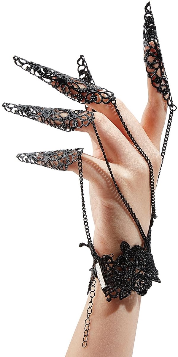 Dailygoods- Vingerverlengarmband - Punk Klauwring - Zwarte Nagels - Sieraden voor Dames - Metaal - 1 Stuk
