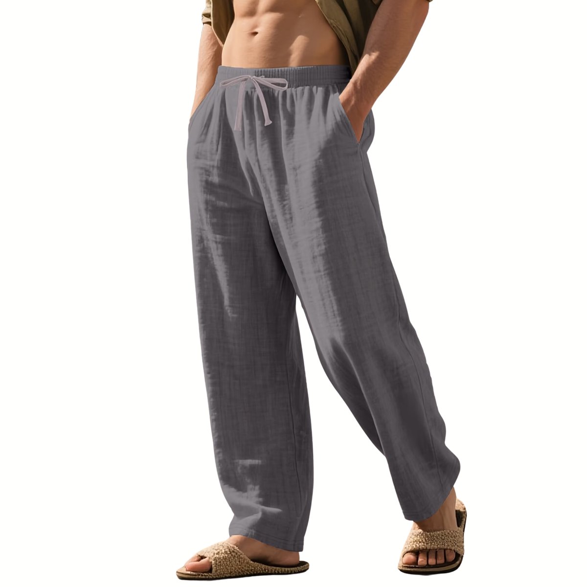 Currero Linnen Broek Heren - Zomerbroek - Volwassenen - Lange Broek - Pantalon - Strandbroek - Zomer - Ibiza Stijl - Grijs S