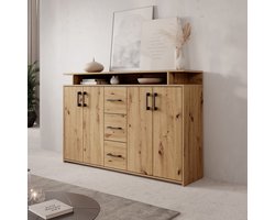 Meubella - Duna - Dressoir - Eikenpatroon - 139x34x90 cm