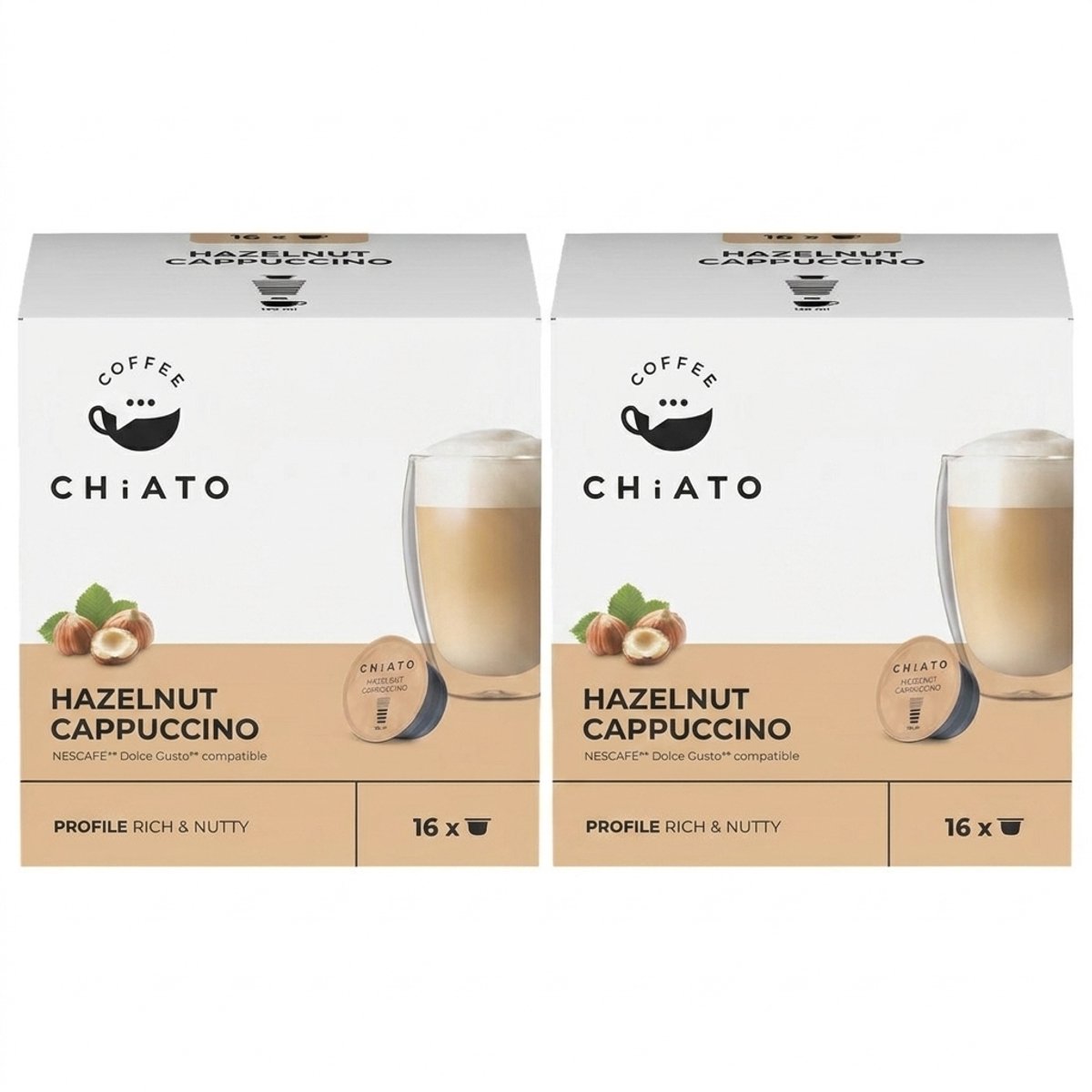 Koffiecapsules compatibel met NESCAFÉ® Dolce Gusto® CHiATO Hazelnut Cappuccino, 16 st.