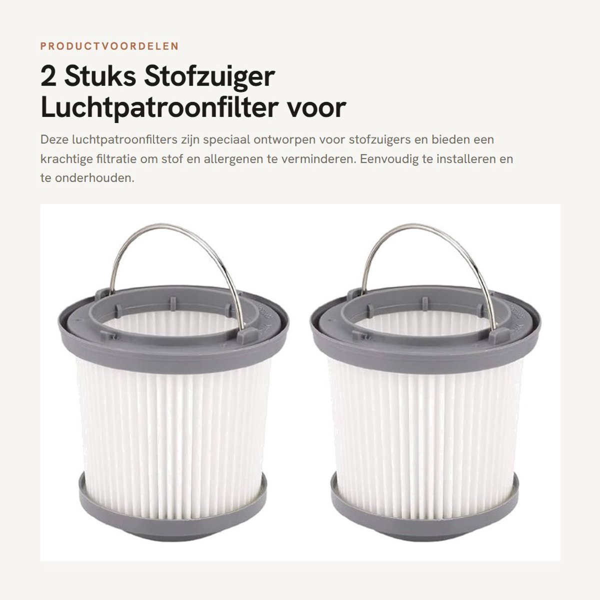 Dailygoods- Luchtpatroonfilter 2 Stuks - Filtervervanging voor Black Decker PV1210/V1020L/PD11420L - Hoogwaardig Filter - Duurzaam - Eenvoudig te Installeren - Ondersteunt Efficiënte Werking - Stofzuigerfilter