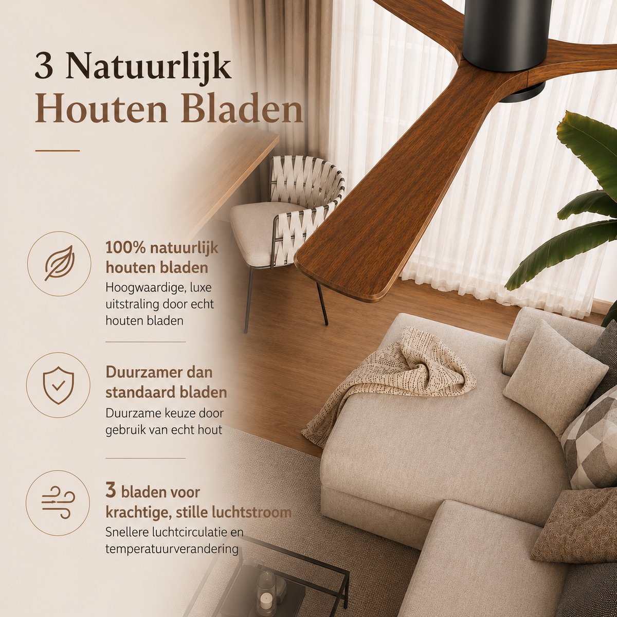 KLASA Slimme Plafondventilator 132cm - App & Verlichting thumbnail 7