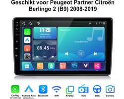 Junsun lINUX Draadloos Carplay & Andriod Auto Geschikt voor Peugeot Partner Citroën Berlingo 2 (B9) 2008-2019 - 9 Inch HD TouchScreen - Bluetooth - GPS navigatie- WiFi -FM - RDS- Airplay - Quad-core processor