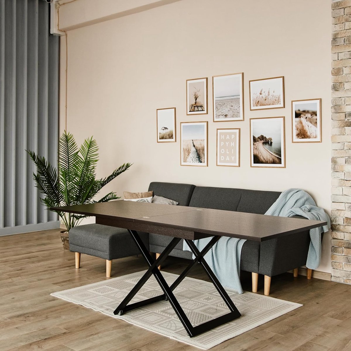 Salontafel Uitschuifbaar en In Hoogte Verstelbaar 202x80x35-76 cm Multifunctionele Eettafel voor 12 Personen Wengéhout - Mobili Bella