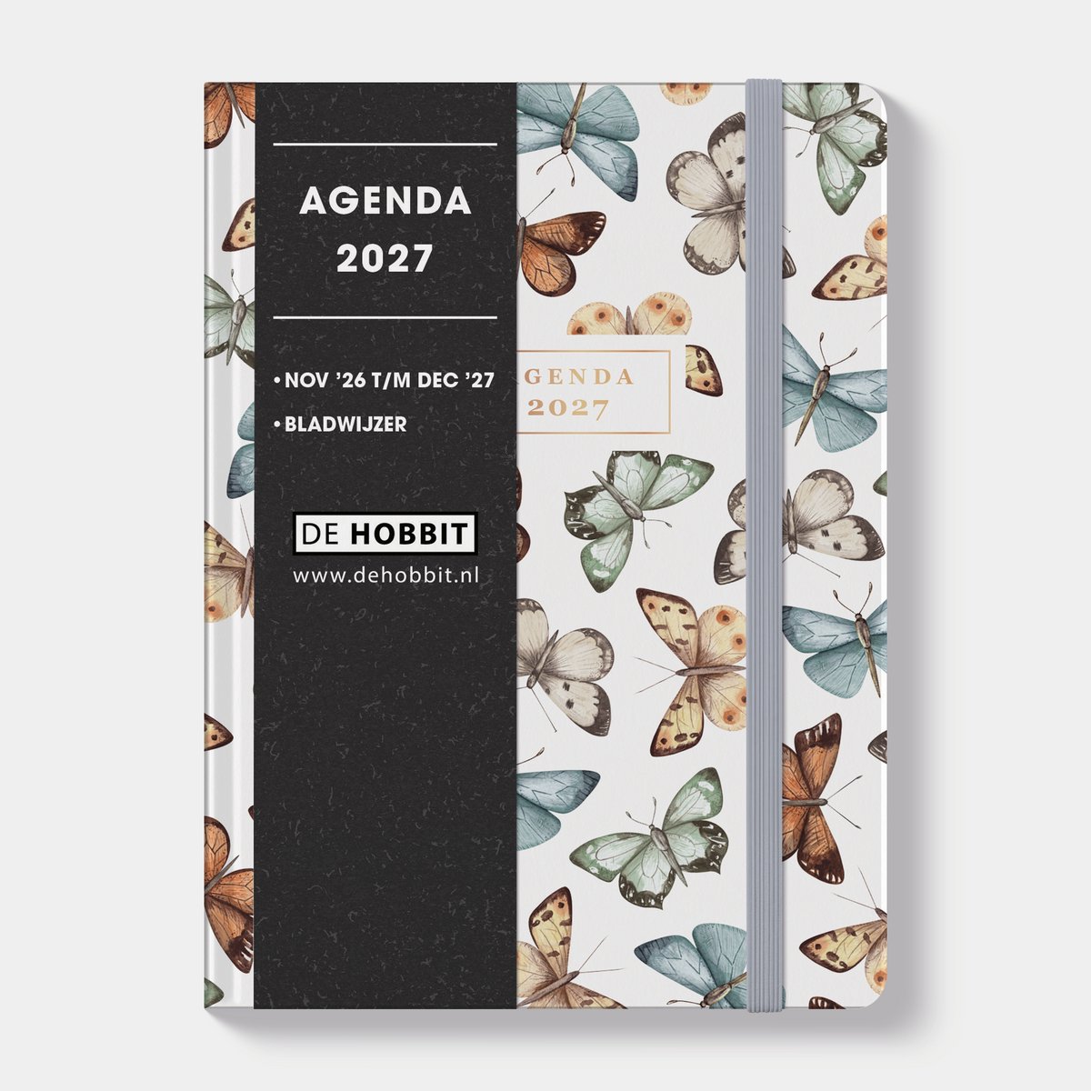 Hobbit - Soft Pocket Agenda 2027 - Agenda A6 (14 x 10,5 cm) - A6 agenda met zachte kaft - 1 week op 2 pagina's - Vlinders