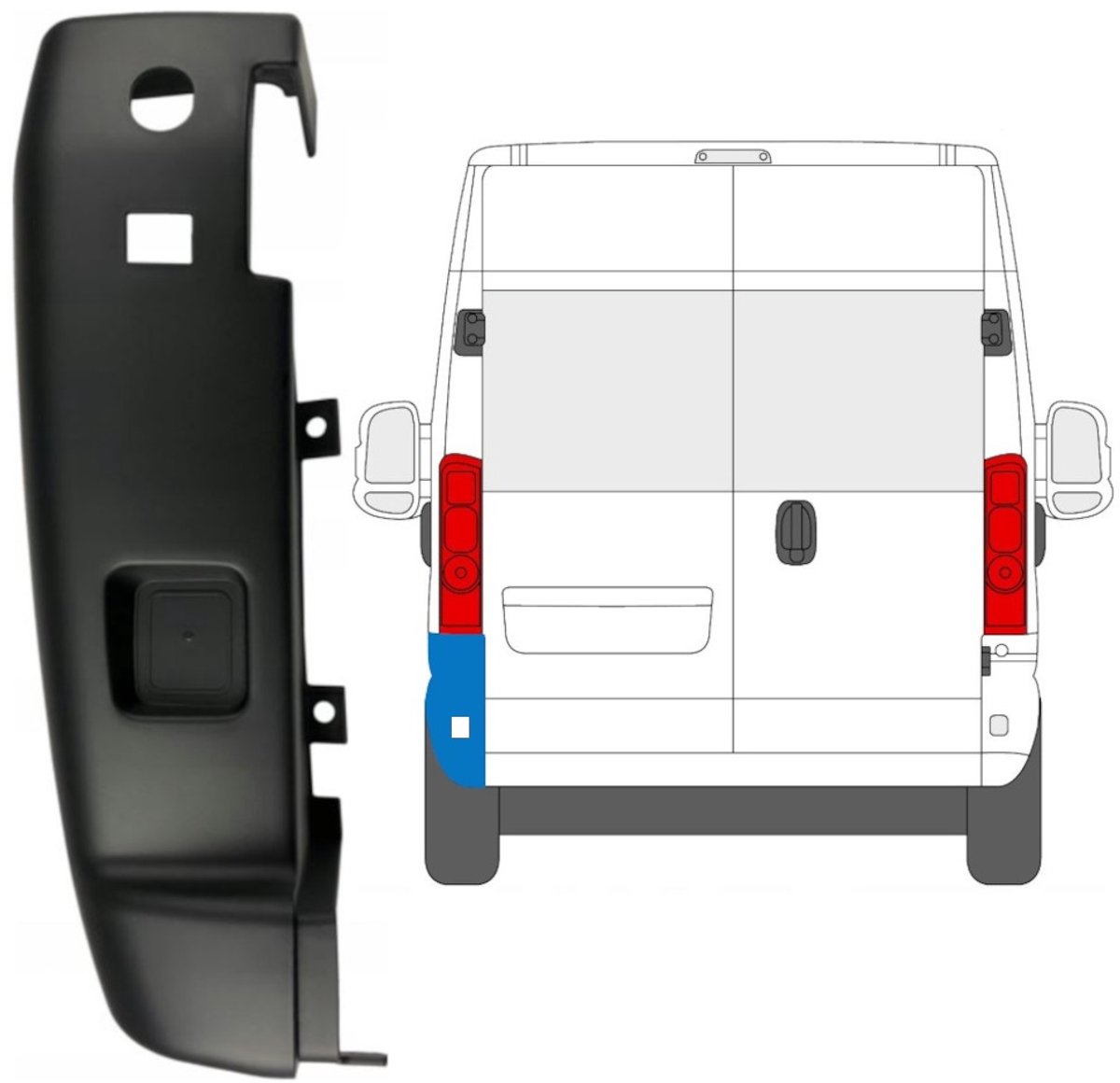 Hoek achterbumper 180 graden voor Opel Movano 2021-2026 / Links