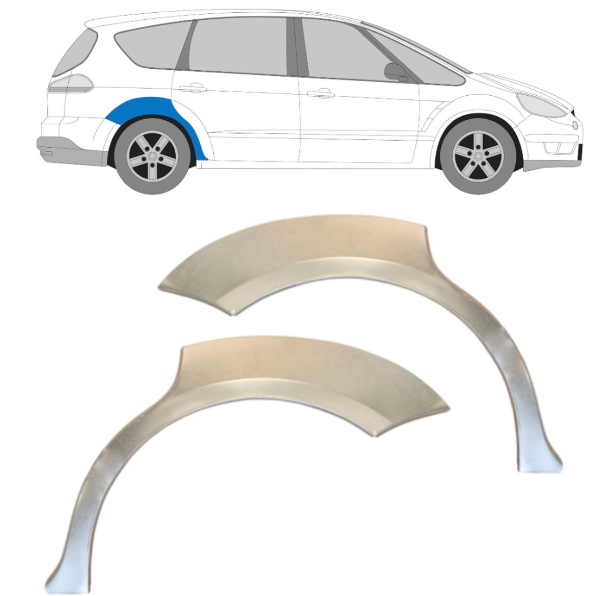 Reparatiepaneel achterspatbord voor Ford S-MAX 2006-2015 / Links + Rechts / Set