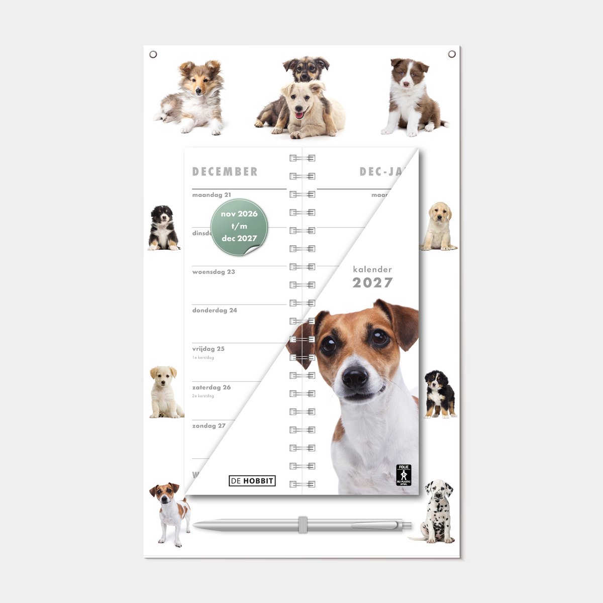 Hobbit - Omslagkalender 2027 - 2 weken kalender - met pen en ophangkoord - 34 x 21cm - Honden