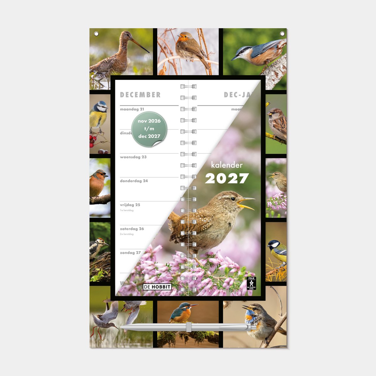 Hobbit - Omslagkalender 2027 - 2 weken kalender - met pen en ophangkoord - 34 x 21cm - Vogels