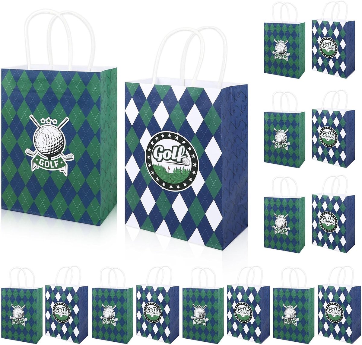 16 Stuks Golfthema Geschenktassen met Handgrepen voor Sportfeesten, Verjaardagen en Golfspellen