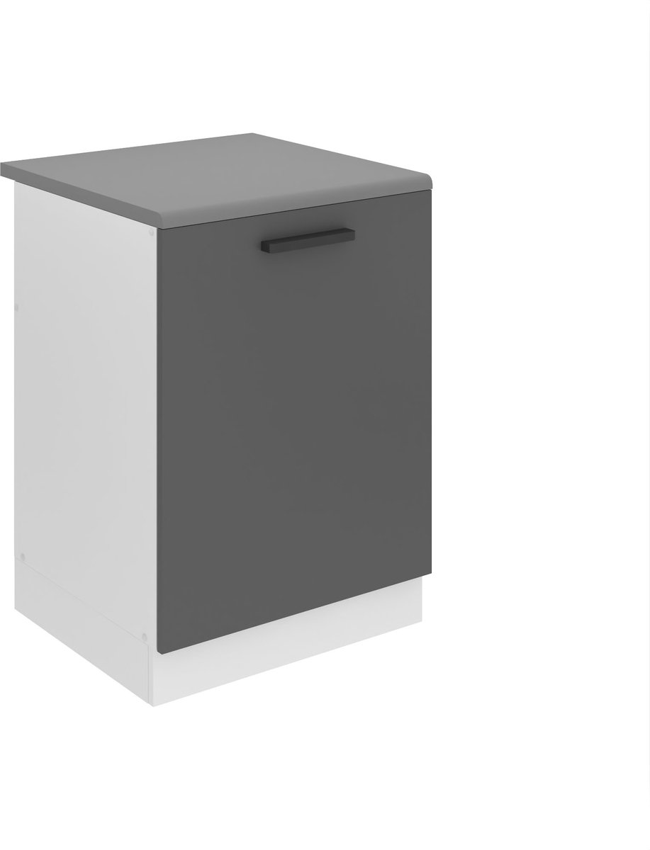 BELINI Spoelbakkast SDZ 60 cm met 1 Deur met Werkblad - Zilver Mat