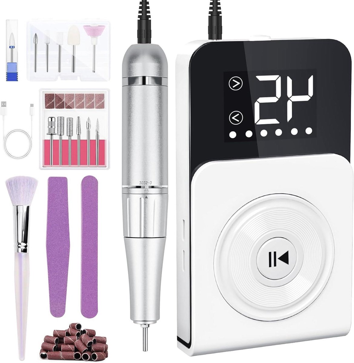 Elektrische Nagelfrees - Nagelvijl Machine - Manicure Pedicure - 45000RPM Instelbaar - 7 x 3 x 13 cm - Wit