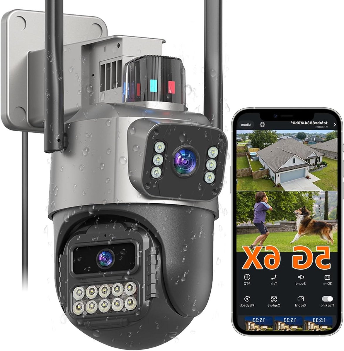 5G Bewakingscamera Buiten - Dubbele Lens Camera - Huis Beveiligen - Full Colour Nachtzicht - 6 MP - Zwart