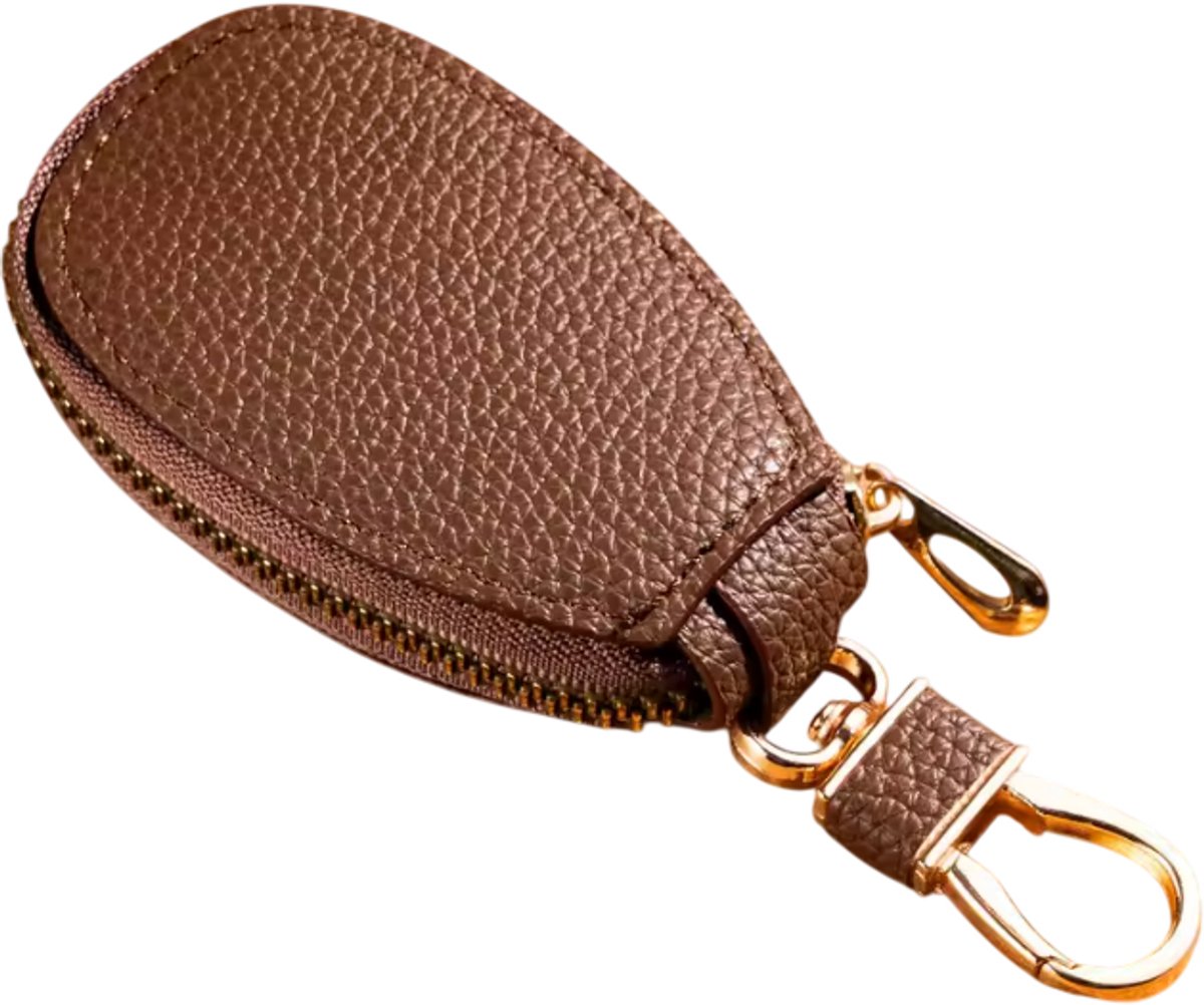 Sleuteletui Dames Heren – Compacte Sleuteletui met Grote Opbergruimte, Sleutelhouder Tas, Sleutel Organizer en Handige Sleutelhanger Opbergcase - Bruin