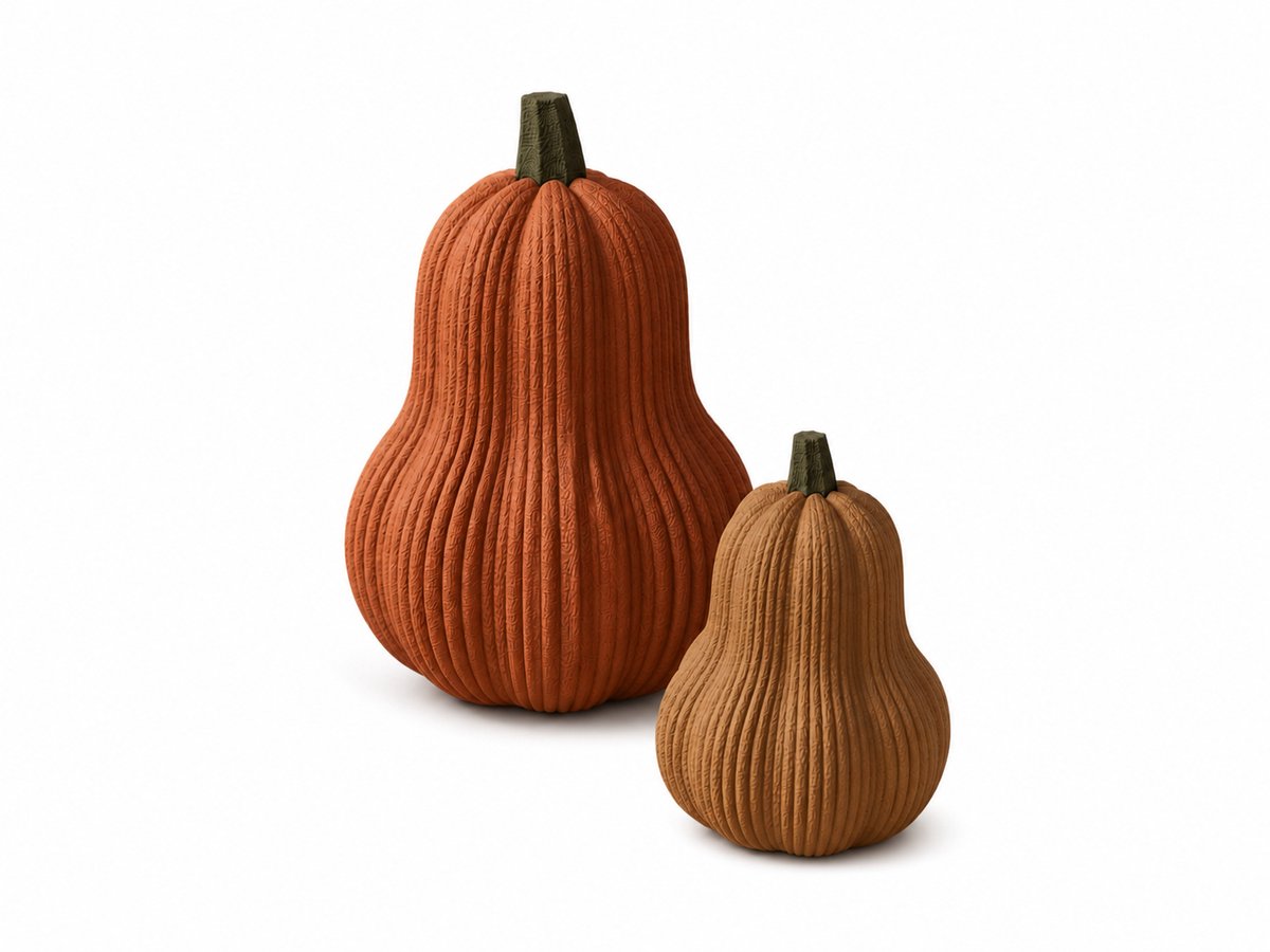 Set van 2 Decoratieve Pompoenen – 3D-Geprinte Herfstdecoratie
