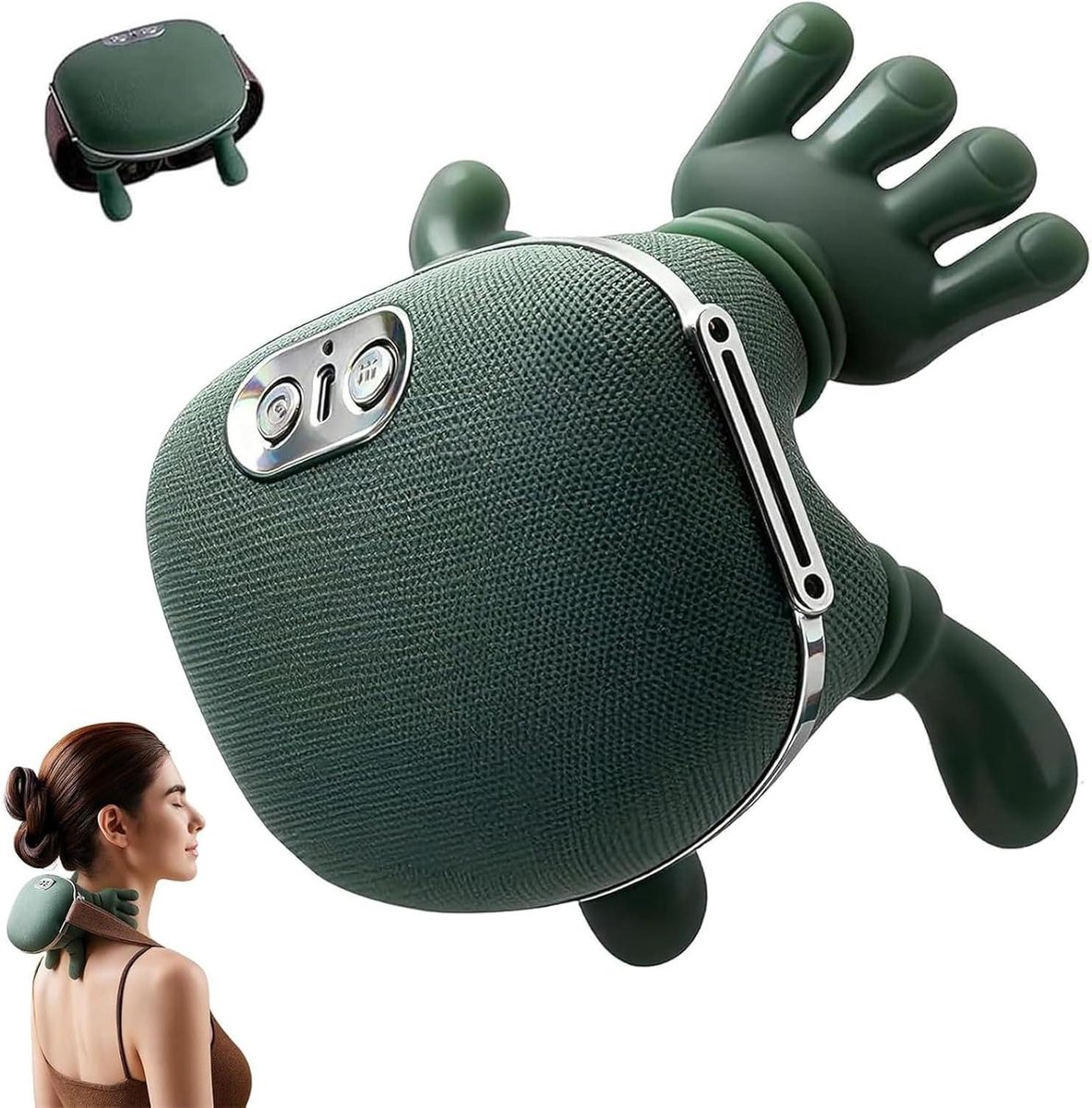 Nek Massager - Verwarmde Schouder - Spierontspanning - 4D Handbeweging - 70 Min Draadloos - Groen