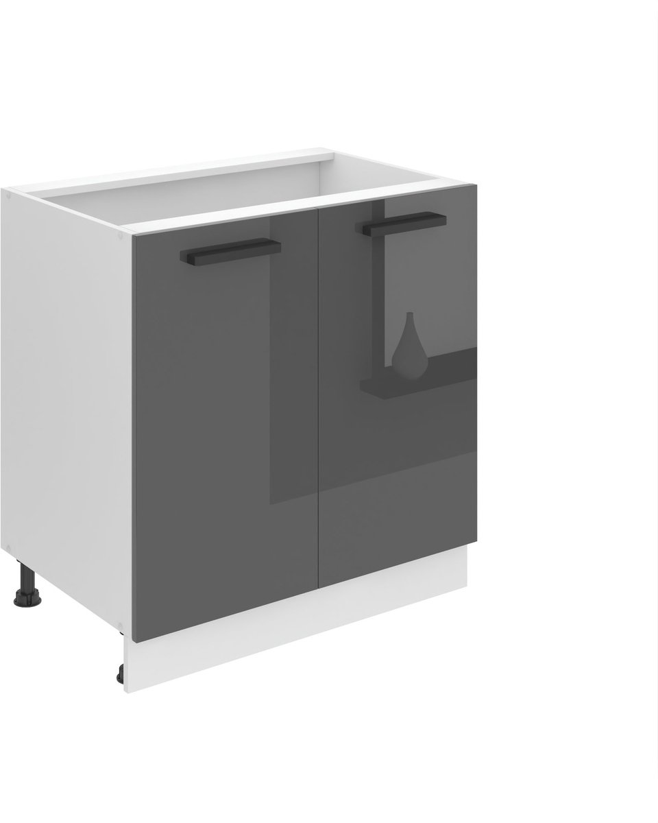 BELINI Keukenonderkast SD 80 cm met 2 Deuren - Zilver Hoogglans