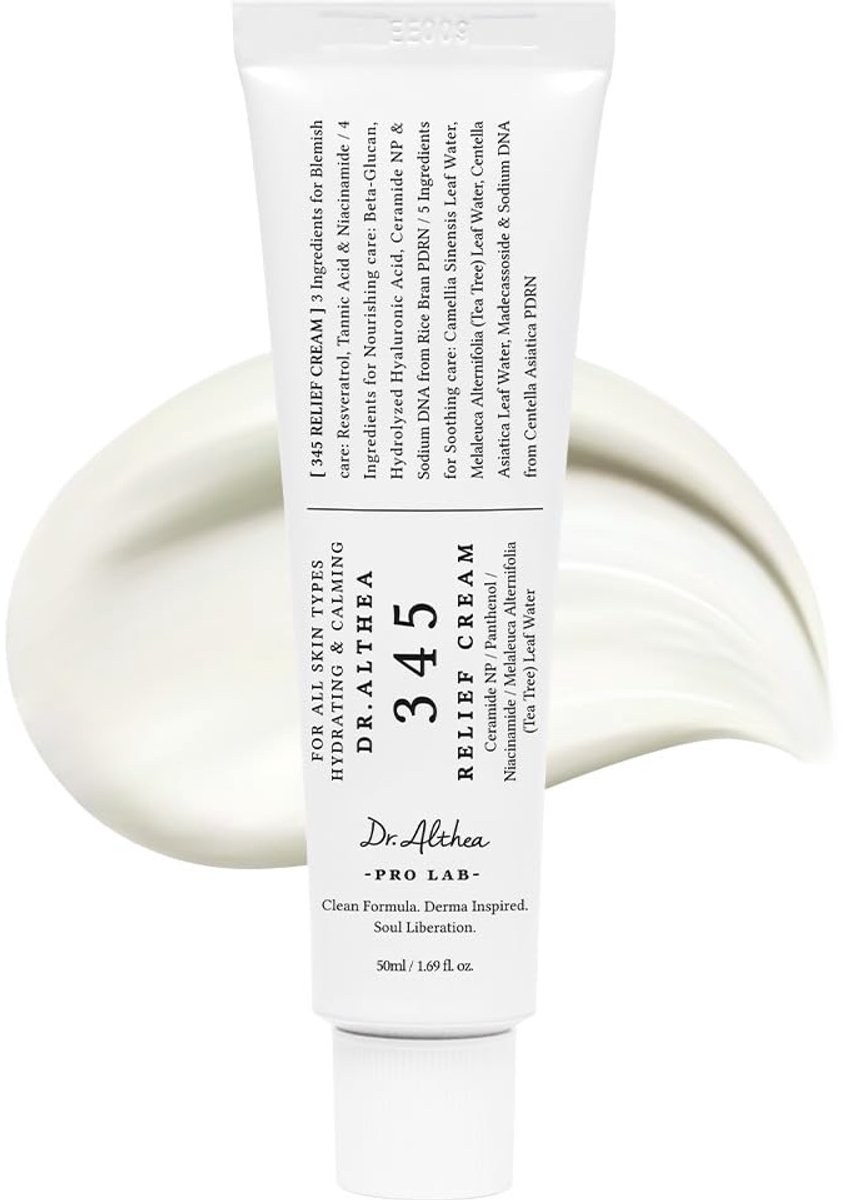 Dr. Althea 345 Relief Cream – Kalmerende Gezichtscrème voor Gevoelige Huid, 50 ml | Hydraterende Gelcrème met Niacinamide & Ceramiden
