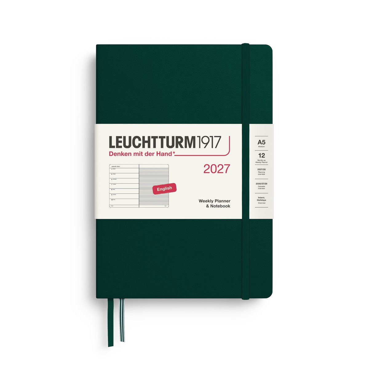 Leuchtturm1917 - 2027 Weekly Planner & Notebook - Medium - forest green - hardcover