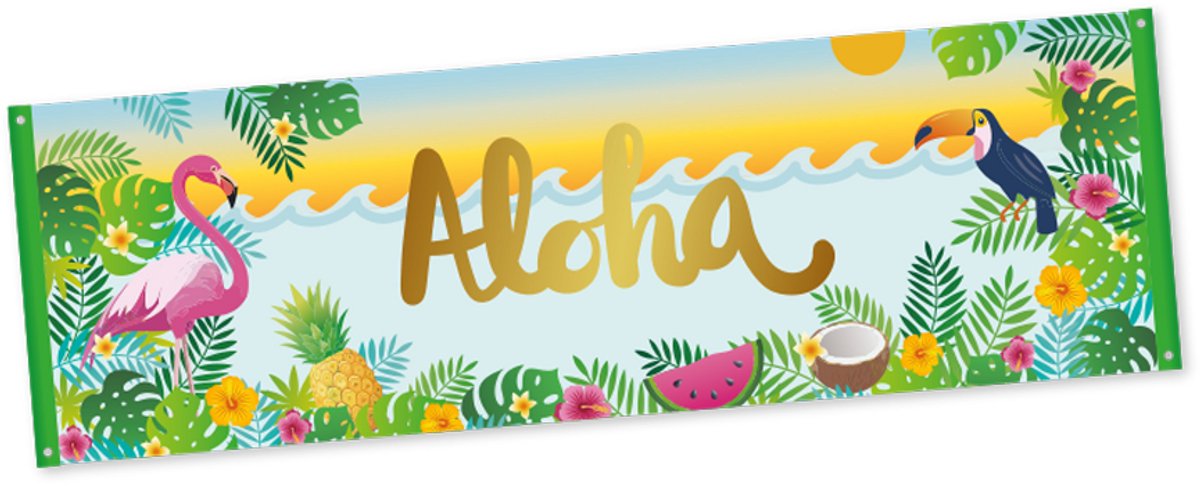 Banner Tropical Aloha Flamingo 230x75cm