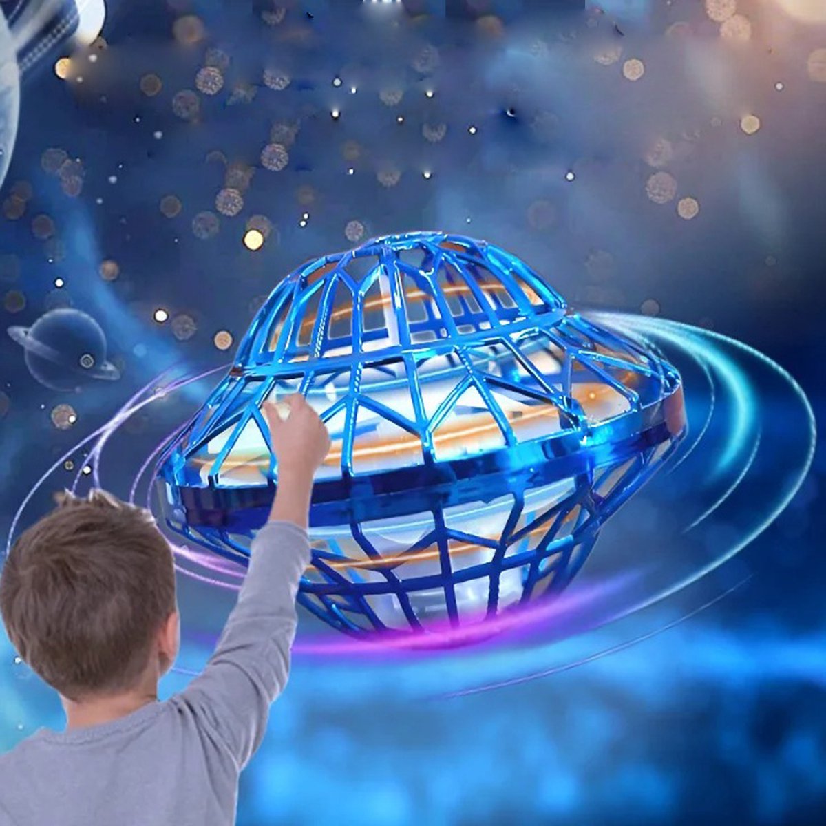 Vliegende Orb-bal, vliegende mini-dronebal voor kinderen, magische hover-spinner, lichtgevende Cosmic Globe-boomerangbal, cool vliegend cadeau voor verjaardagen van jongens, meisjes en tieners