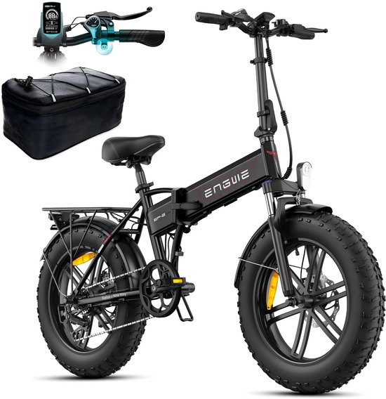 ENGWE EP-2 BOOST Elektrische fiets - Actieradius 100km - Verwijderbare batterij 48V13Ah - 250W Motor - Shimano 7 Versnellingen - 20 Inch opvouwbare City Commuter E-Bike - Mechanische Schijfremmen - VTC Fatbike - Zwart - ENGWE - €1.049,00