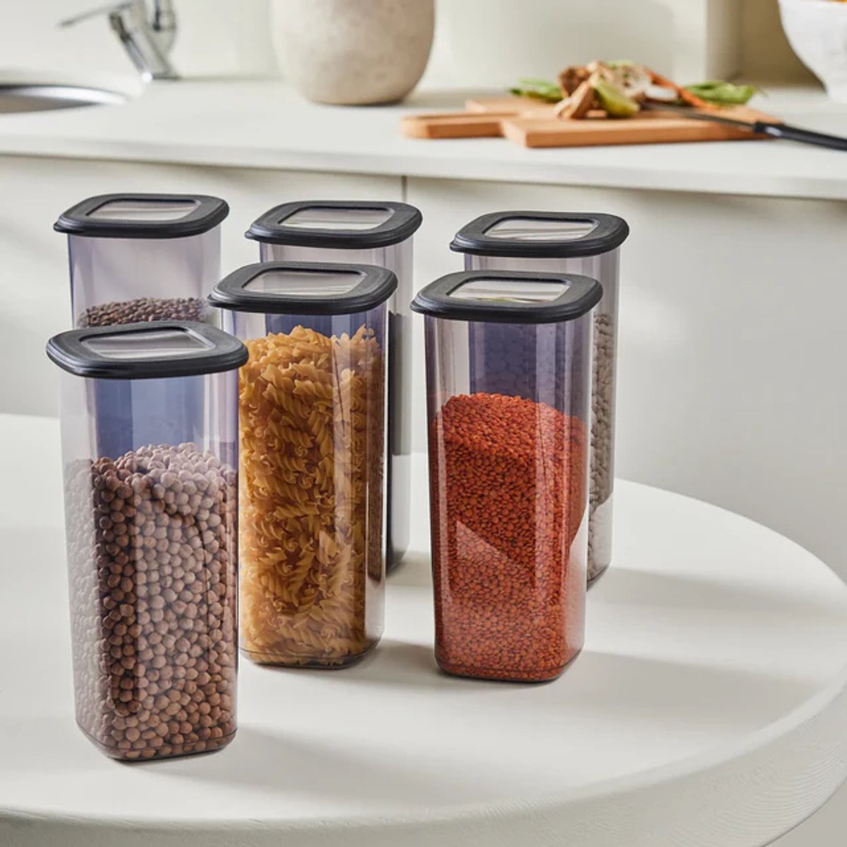 Karaca Forbs Bewaarbakjes Set 6-delig – 1,75 Liter – Antraciet – BPA-vrij – Vaatwasser- & Magnetronbestendig