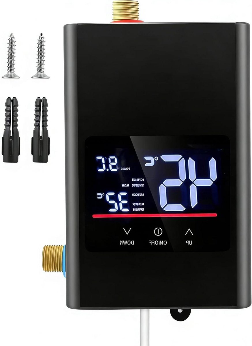 Doorstroomboiler Elektrisch - Mini Waterverwarmer - Direct Warm Water - Energiezuinig Model - 14.5 x 7.1 x 22 cm - Zwart